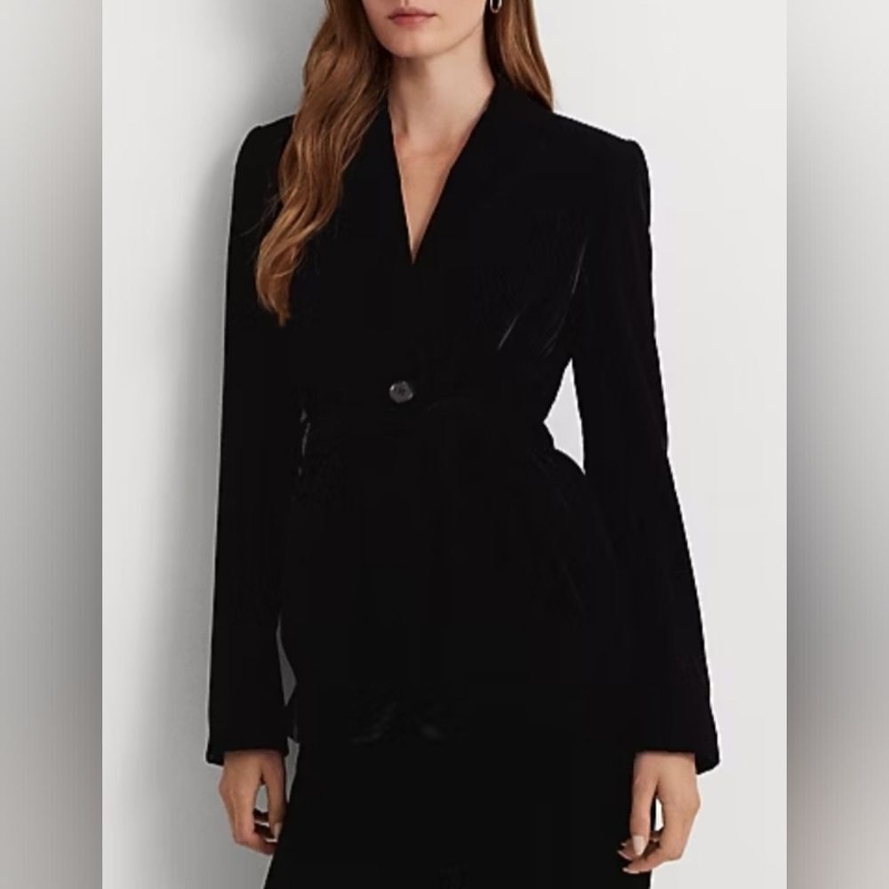 Ralph Lauren NWT Blk Label Stunning Belted Plush Holiday Velvet Black Blazer Sz4